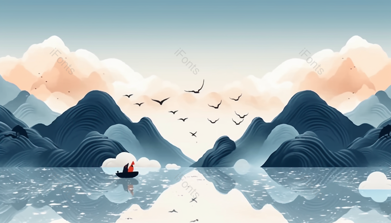中国风唯美意境山水画背景群山插画,插画/手绘图,插画/手绘图库,插画/手绘图下载,插画/手绘